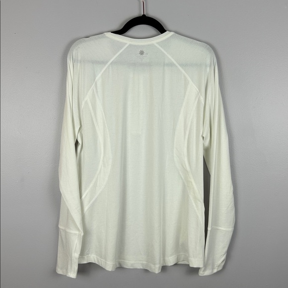 Athleta Sporty Athleisure Long Thumb Hole Sleeve 1/4 Zip Top XL White Athletic - Picture 14 of 14